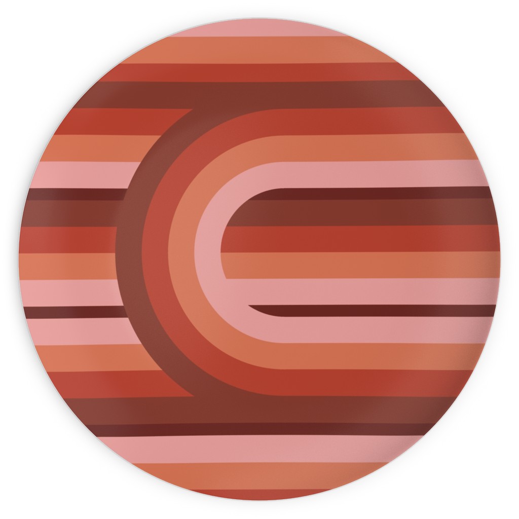 Retro Road - Mauve Multi Plates, 10x10, Red, Red