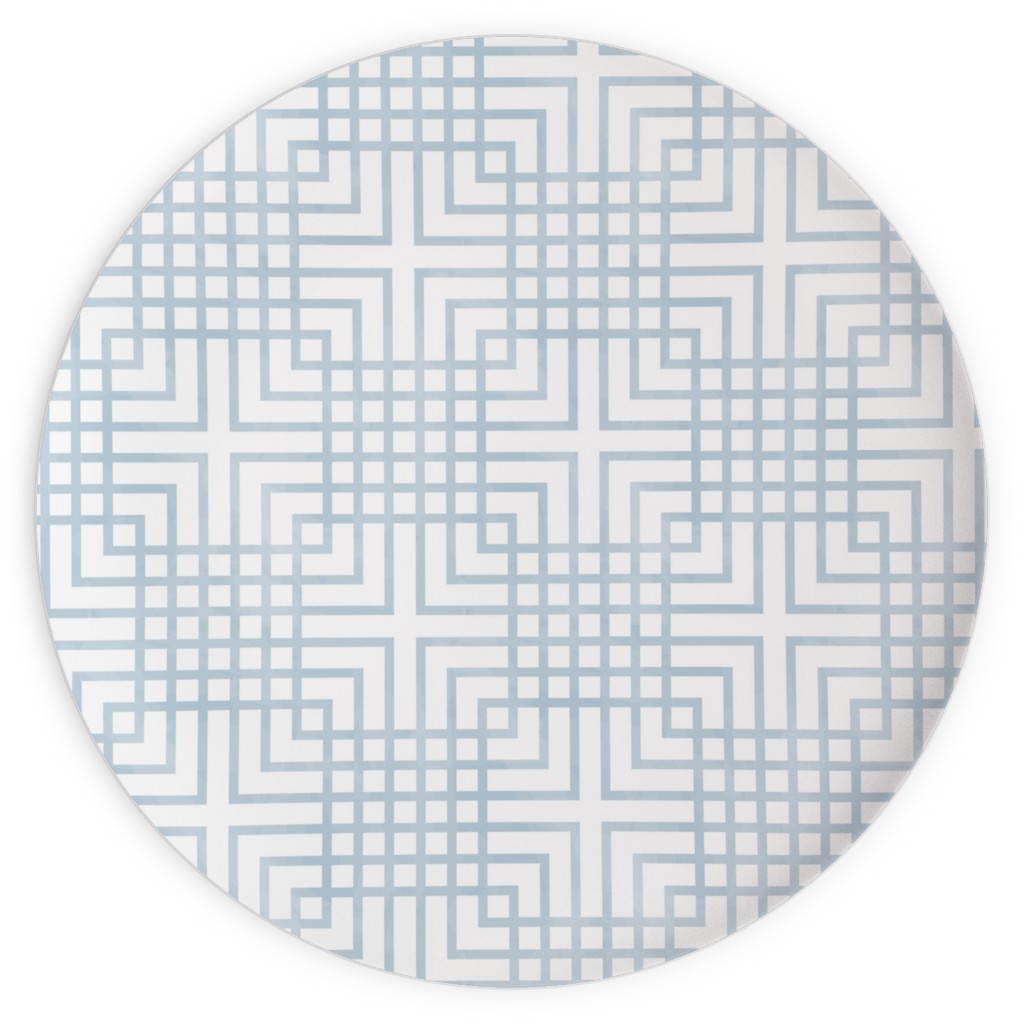 Cross Grid - Blue Plates, 10x10, Blue