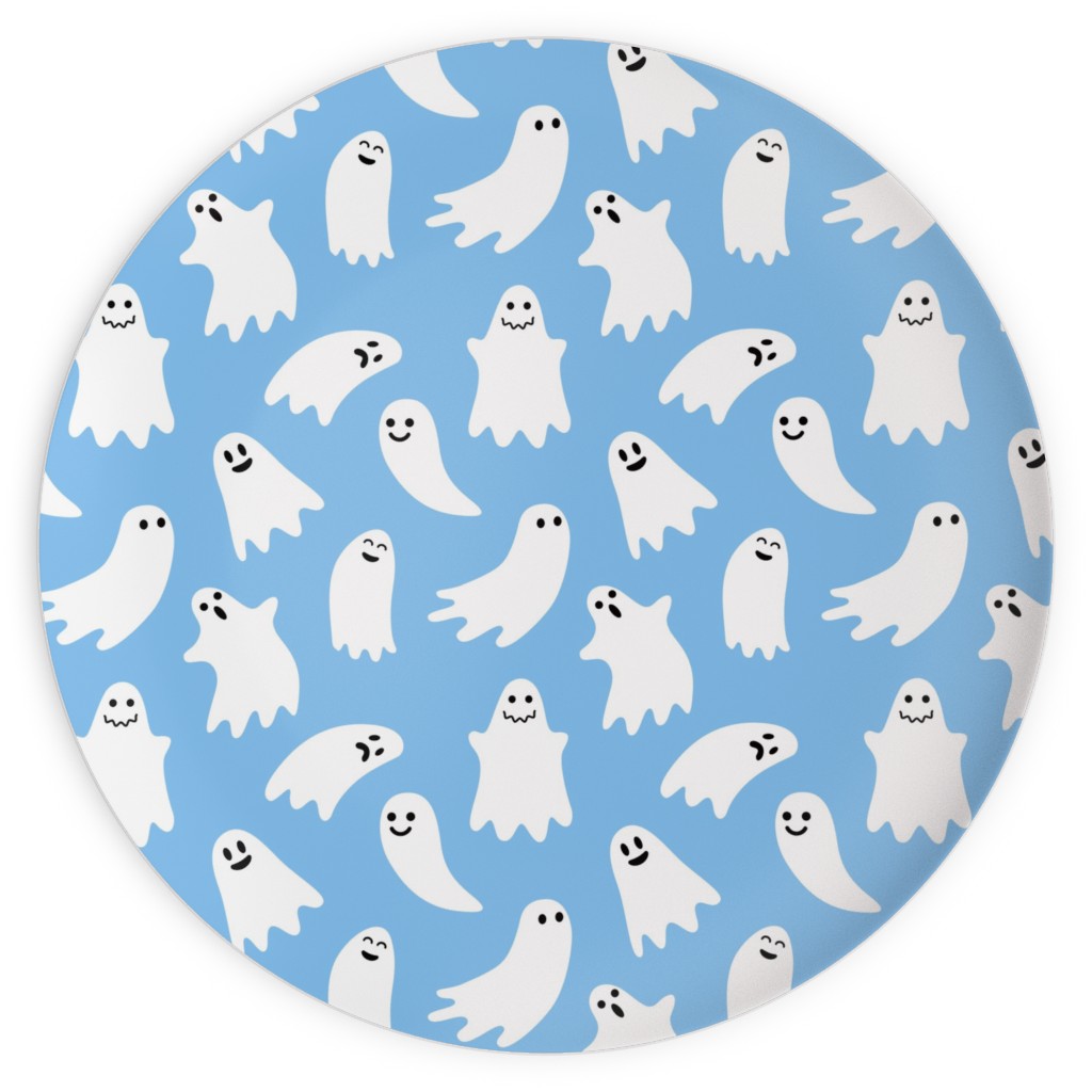 Cute Ghosts - Blue Plates, 10x10, Blue