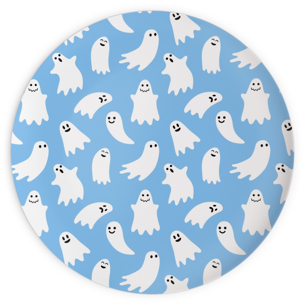 Cute Ghosts - Blue Plates, 10x10, Blue, True Blue