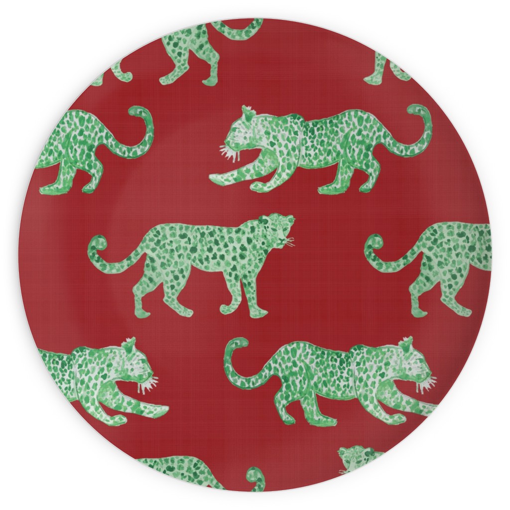 Leopard Parade Plates, 10x10, Red, Cinnamon