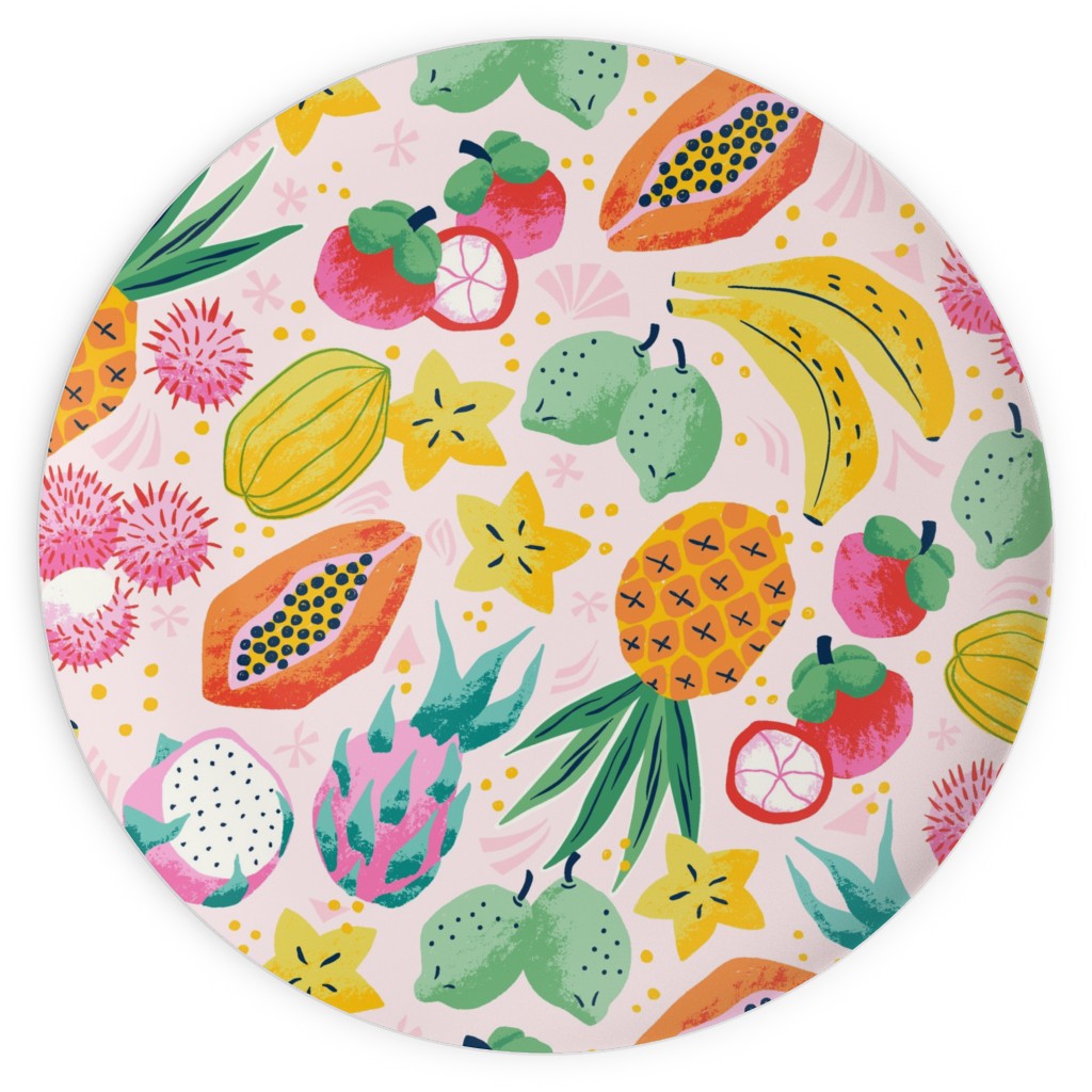 Tropical Fruit - Multi Plates, 10x10, Pink