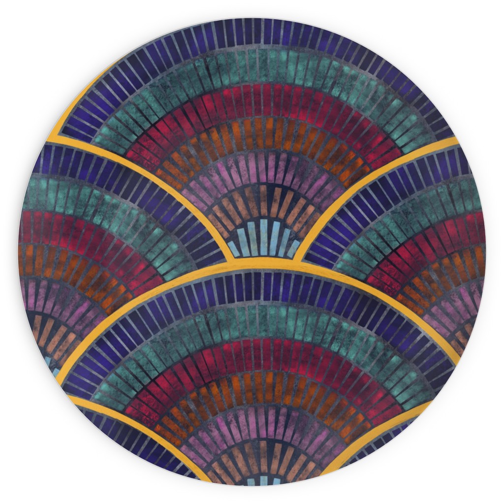 Moody Art Deco Tile - Dark Plates, 10x10, Multicolor