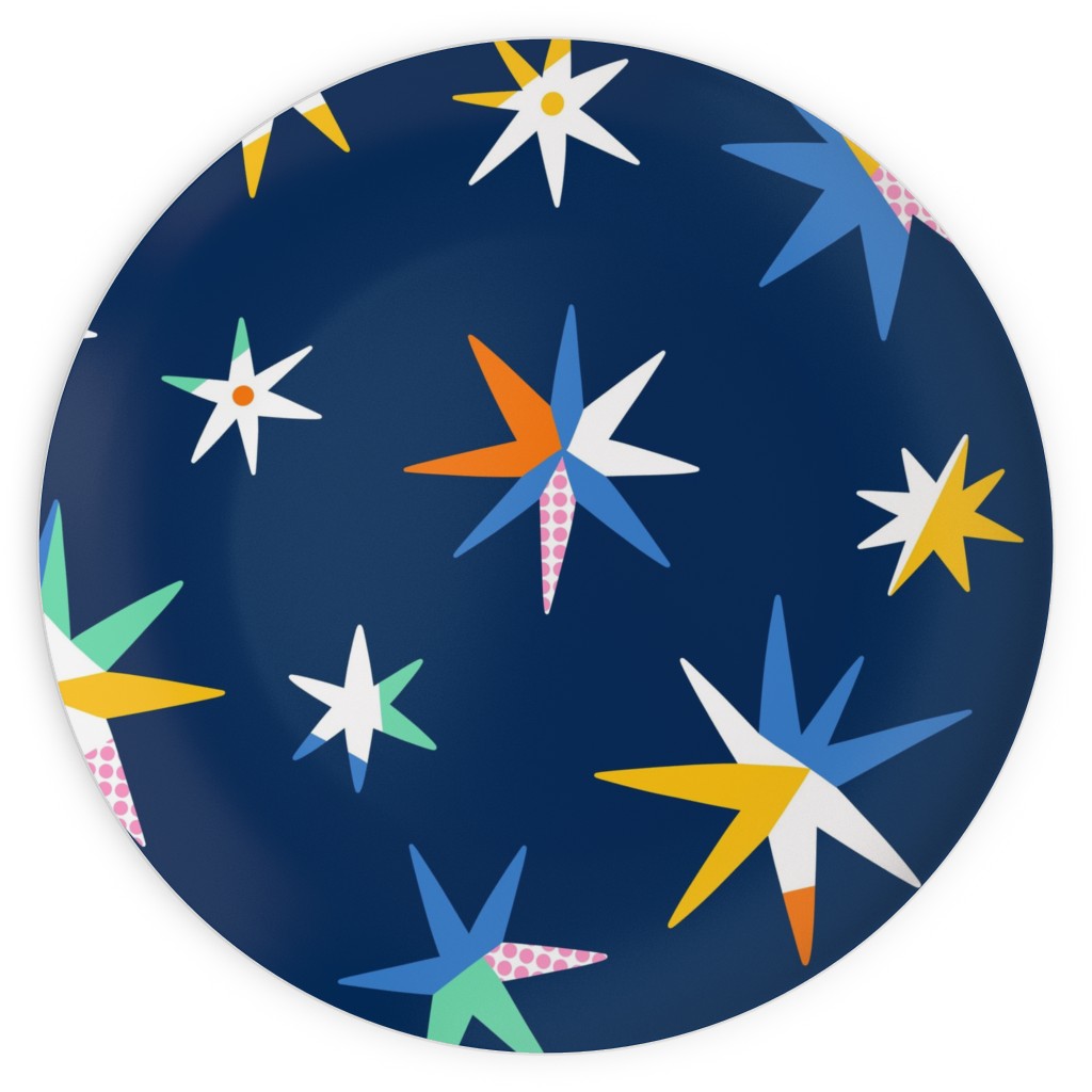 Modern Starry Sky - Blue Plates, 10x10, Blue