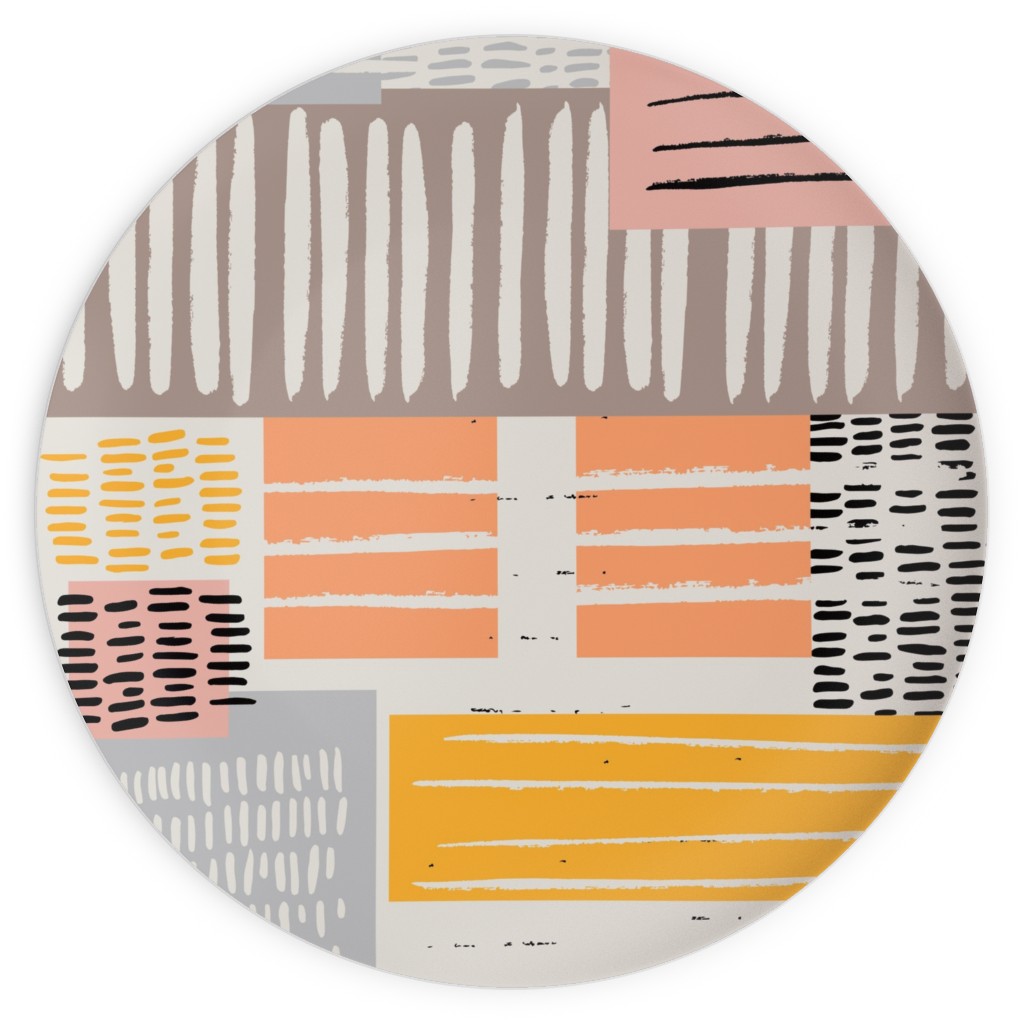 Textured Color Blocks - Multi Plates, 10x10, Multicolor