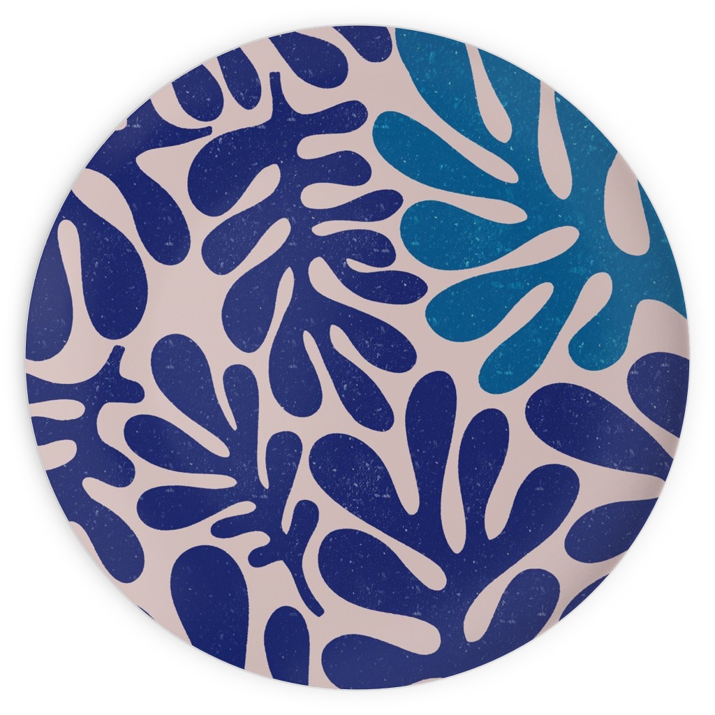 Organic Leaves - Blue Plates, 10x10, Blue