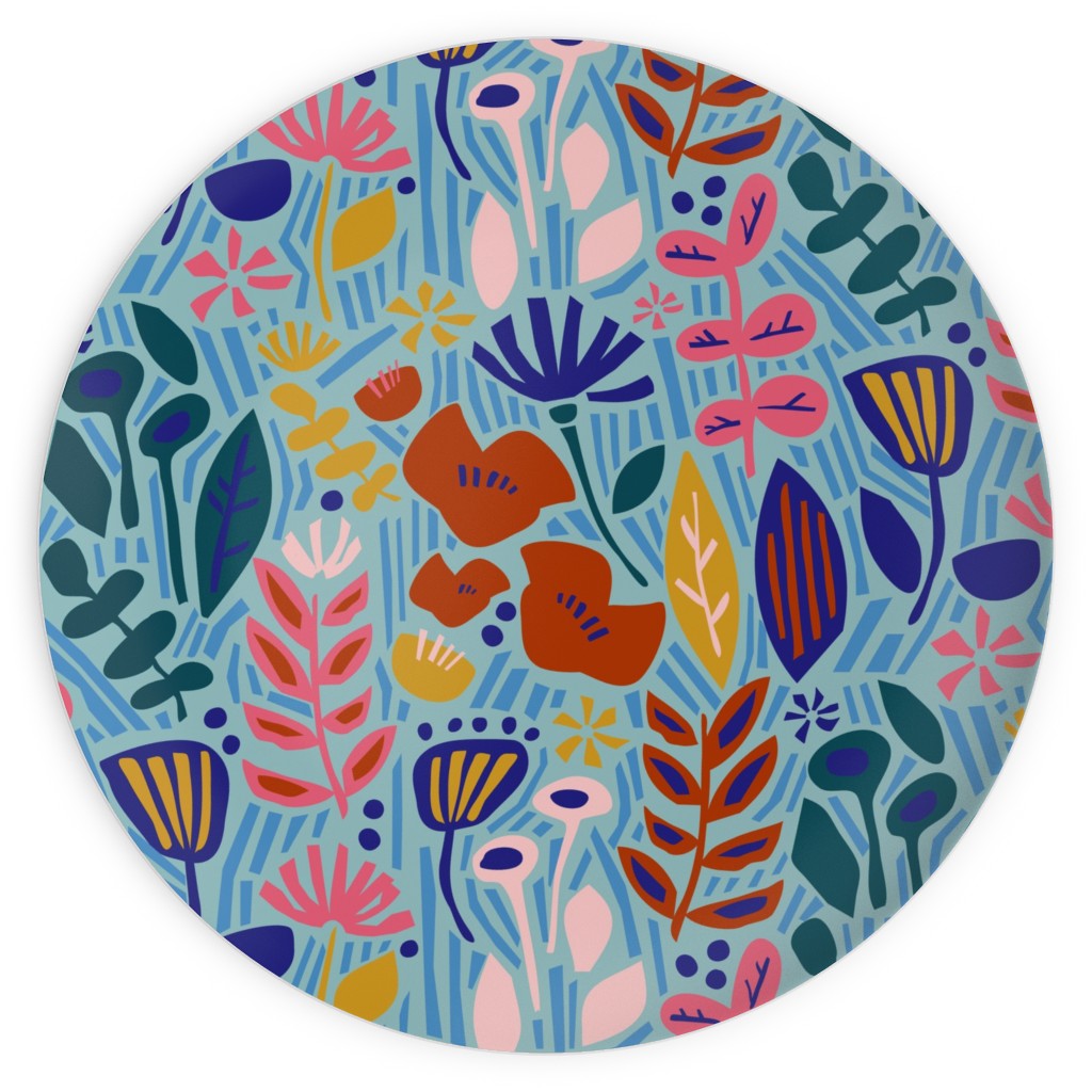 Paper Cut Floral Garden Plates, 10x10, Multicolor, Sea