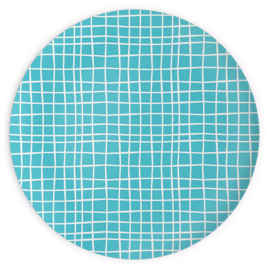 Wavy Grid Plates, 10x10, Blue