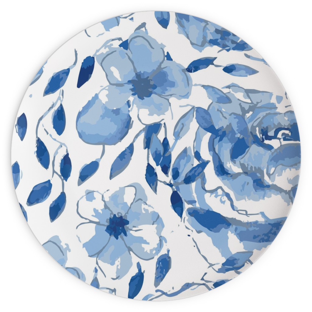 the Flow of the Garden - Blue Plates, 10x10, Blue, True Blue