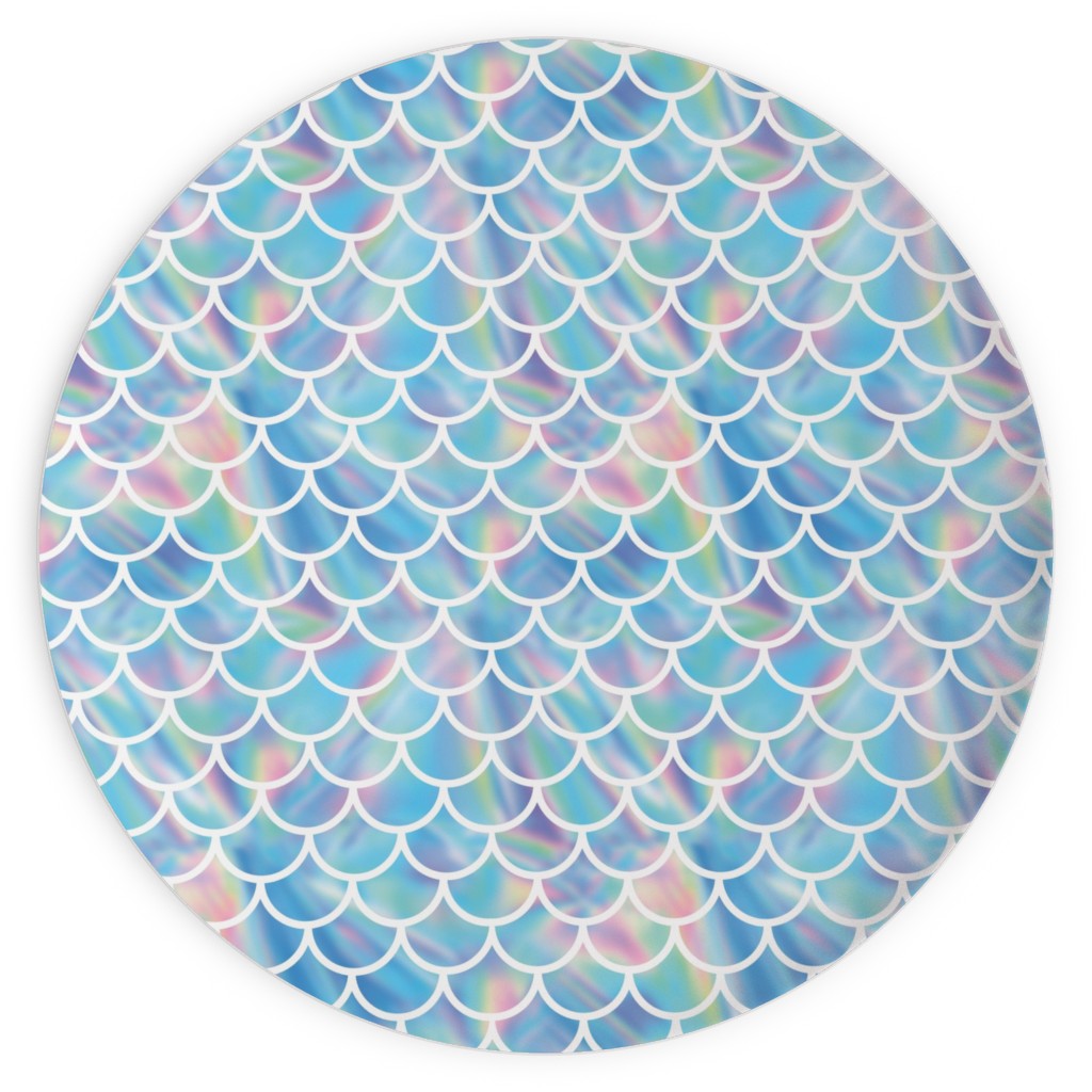 Mermaid Scales - Blue Plates, 10x10, Blue, True Blue