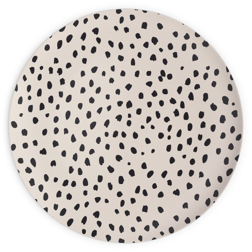 Black Marks - Creamy Beige Plates, 10x10, Beige, Pearl