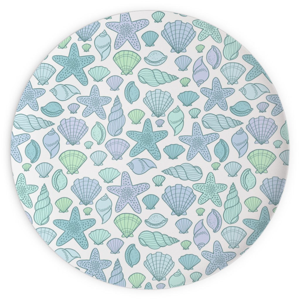 Seashells - Cool Blues Plates, 10x10, Blue