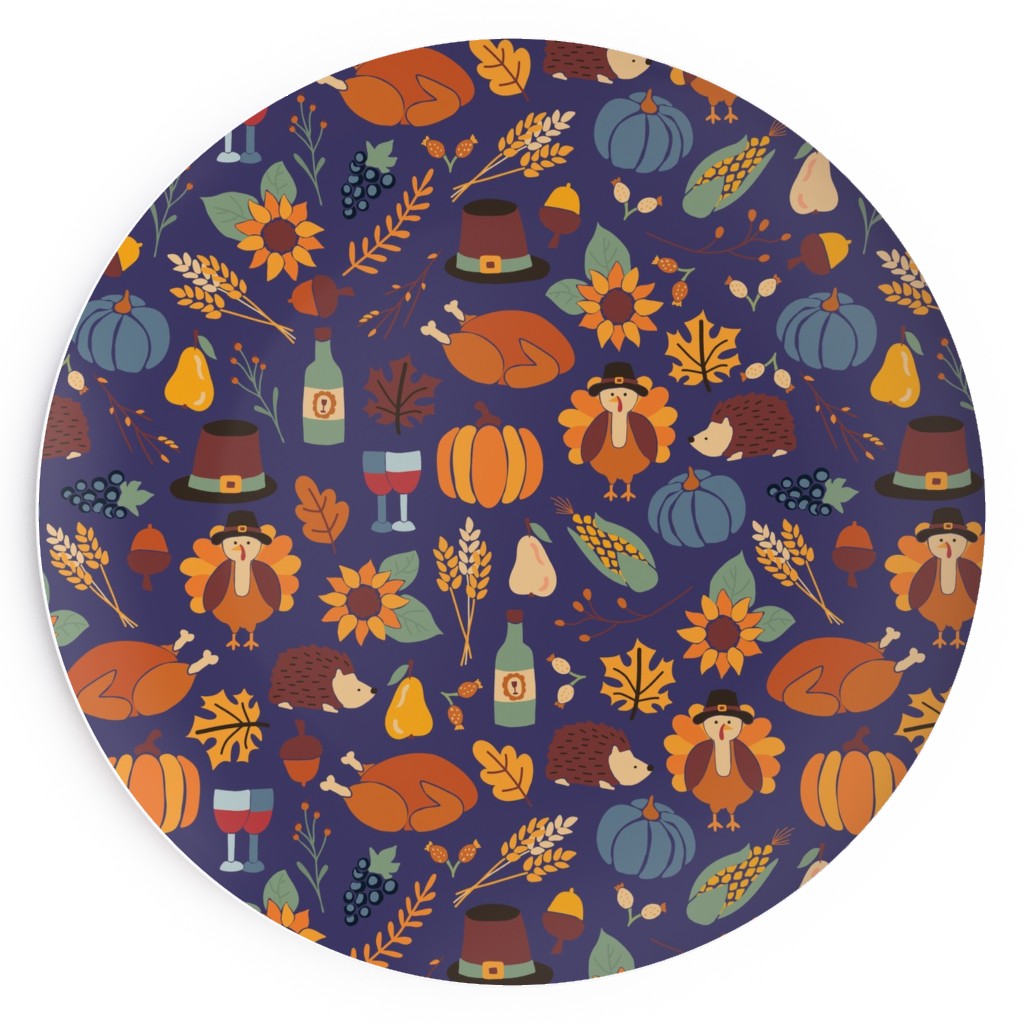 Thanksgiving Table Salad Plate, Multicolor