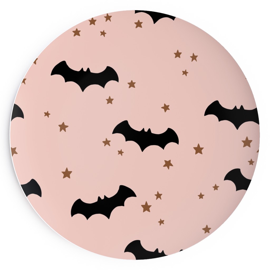 Twinkle Bats - Black on Pink Salad Plate, Pink