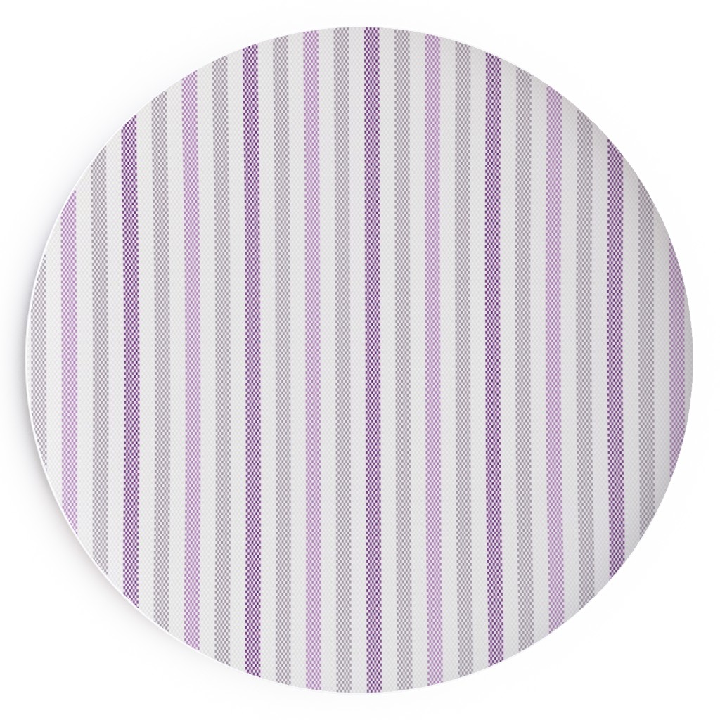 Tricolor French Ticking Stripe - Purple Salad Plate, Purple