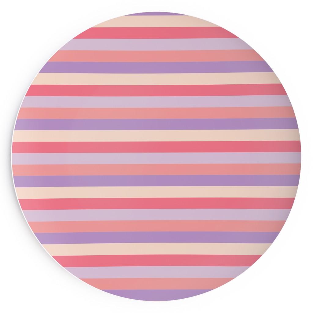 Lavender and Pink Stripe Salad Plate, Multicolor