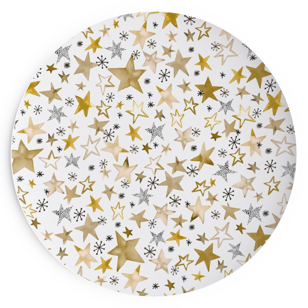 Winter Stars Christmas - Gold Salad Plate, Yellow