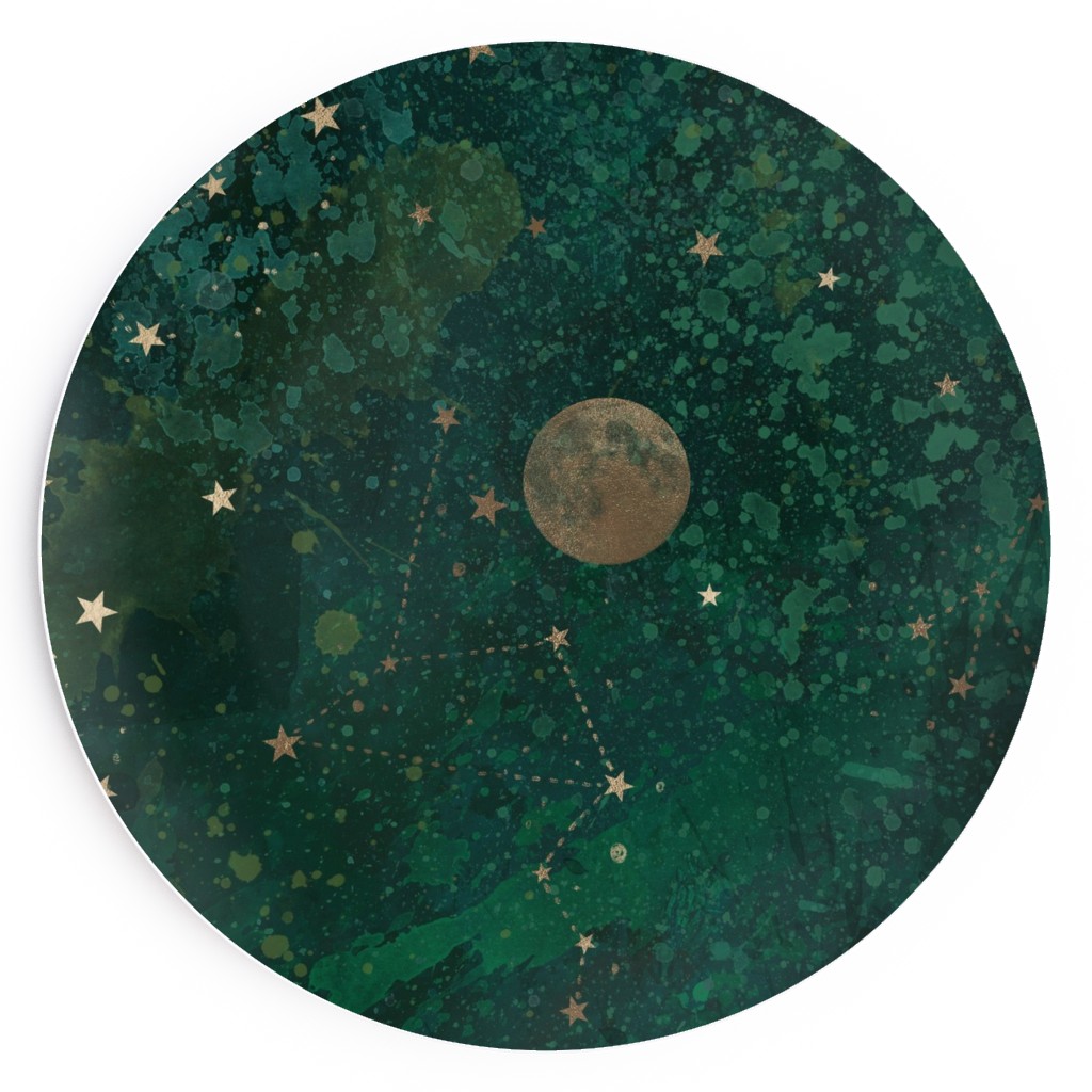 Moon and Stars - Green Salad Plate, Green