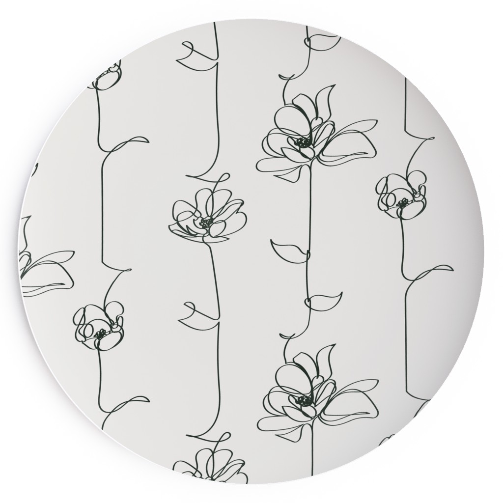 One Line Floral - Light Salad Plate, White