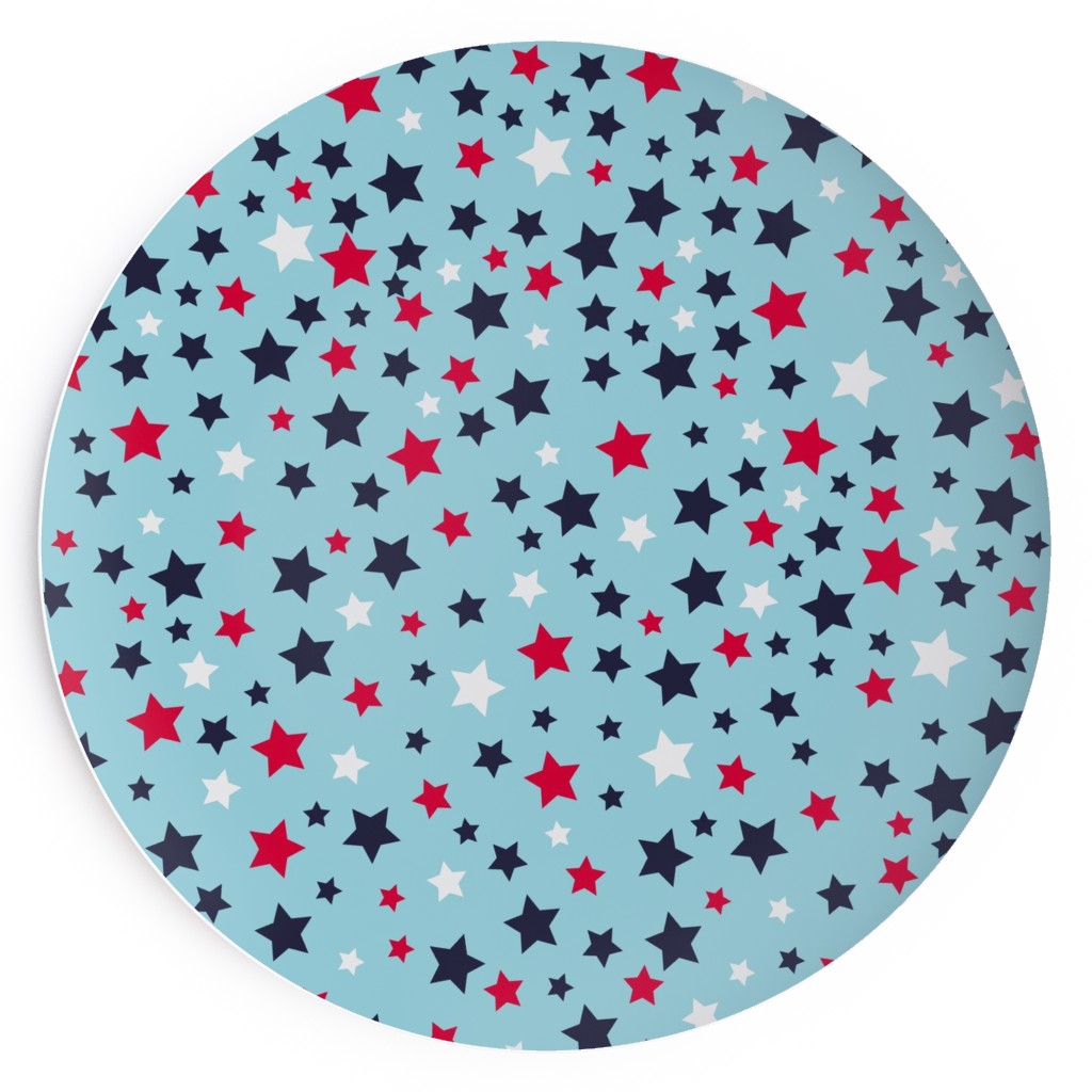 Scattered Stars - Blue Red and White Salad Plate, Blue