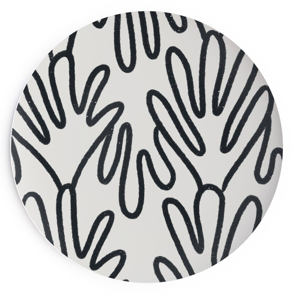 Wavy Lines - Black on White Salad Plate, White