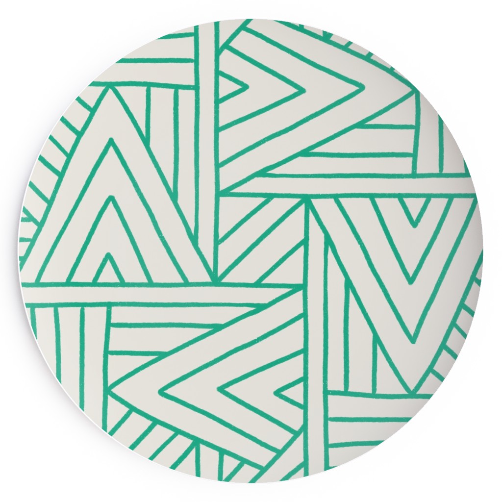 Angles - Green & White Salad Plate, Green
