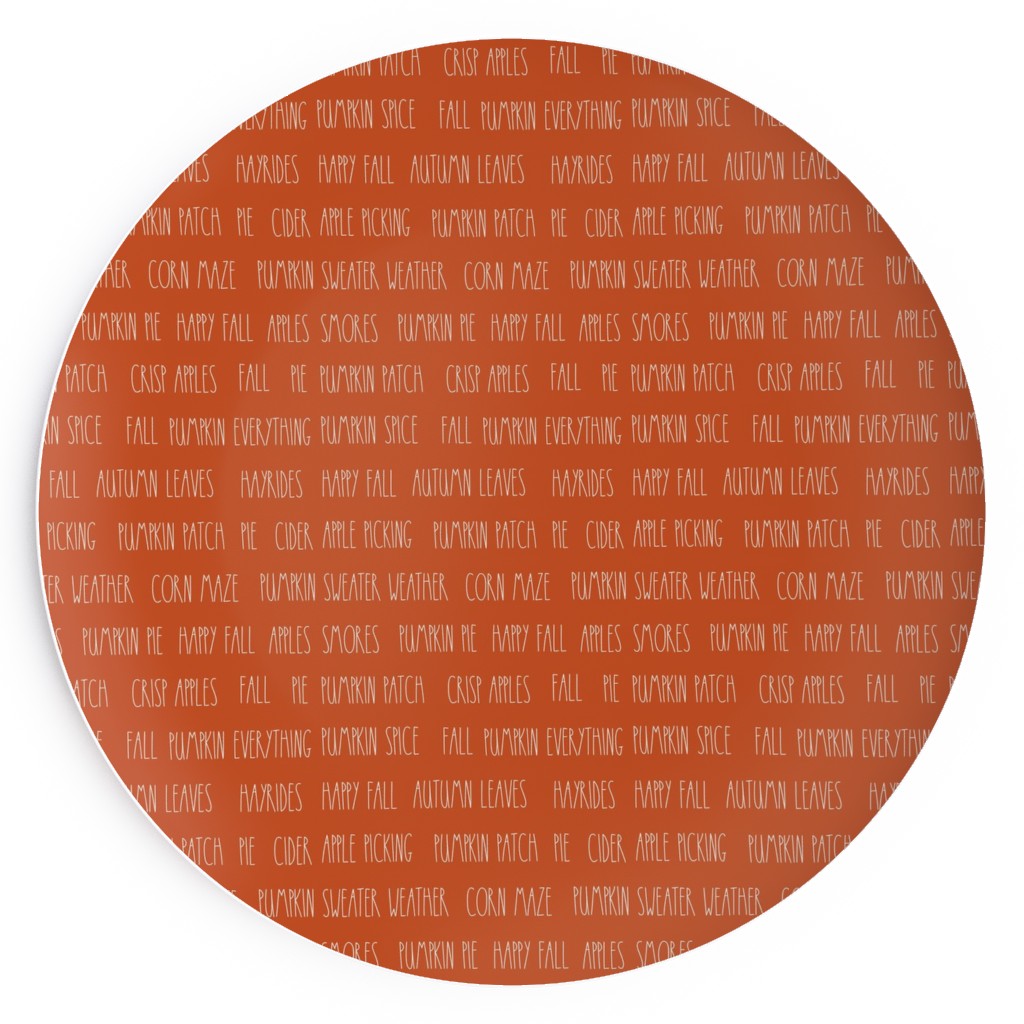 Fall Fun Typography - Orange Salad Plate, Orange