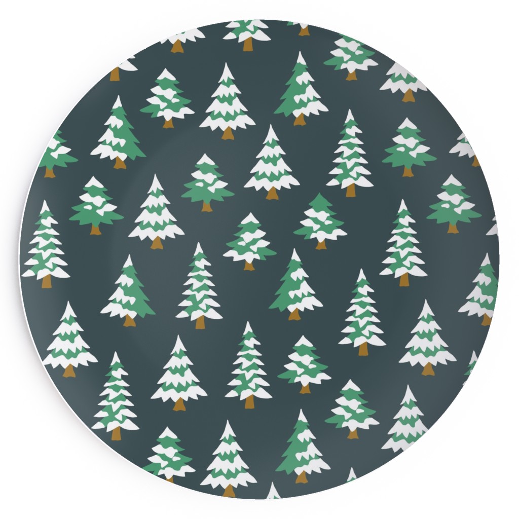 Winter Village Trees With Snow - Dark Salad Plate | Shutterfly