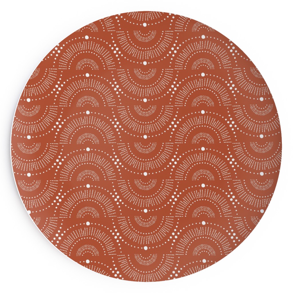 Rise and Shine - Boho Geometric - Terra Cotta Salad Plate, Orange