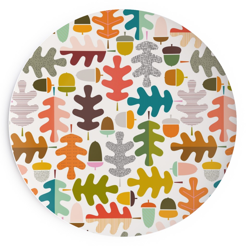 Autumn Oak Tree - Multi on White Salad Plate, Multicolor
