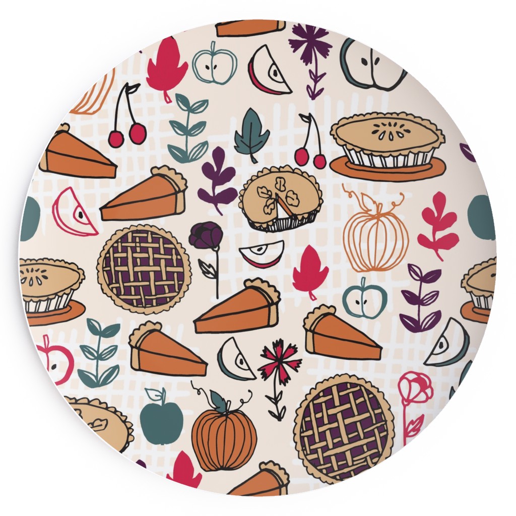 Thanksgiving Apple and Pumpkin Pies Salad Plate, Multicolor