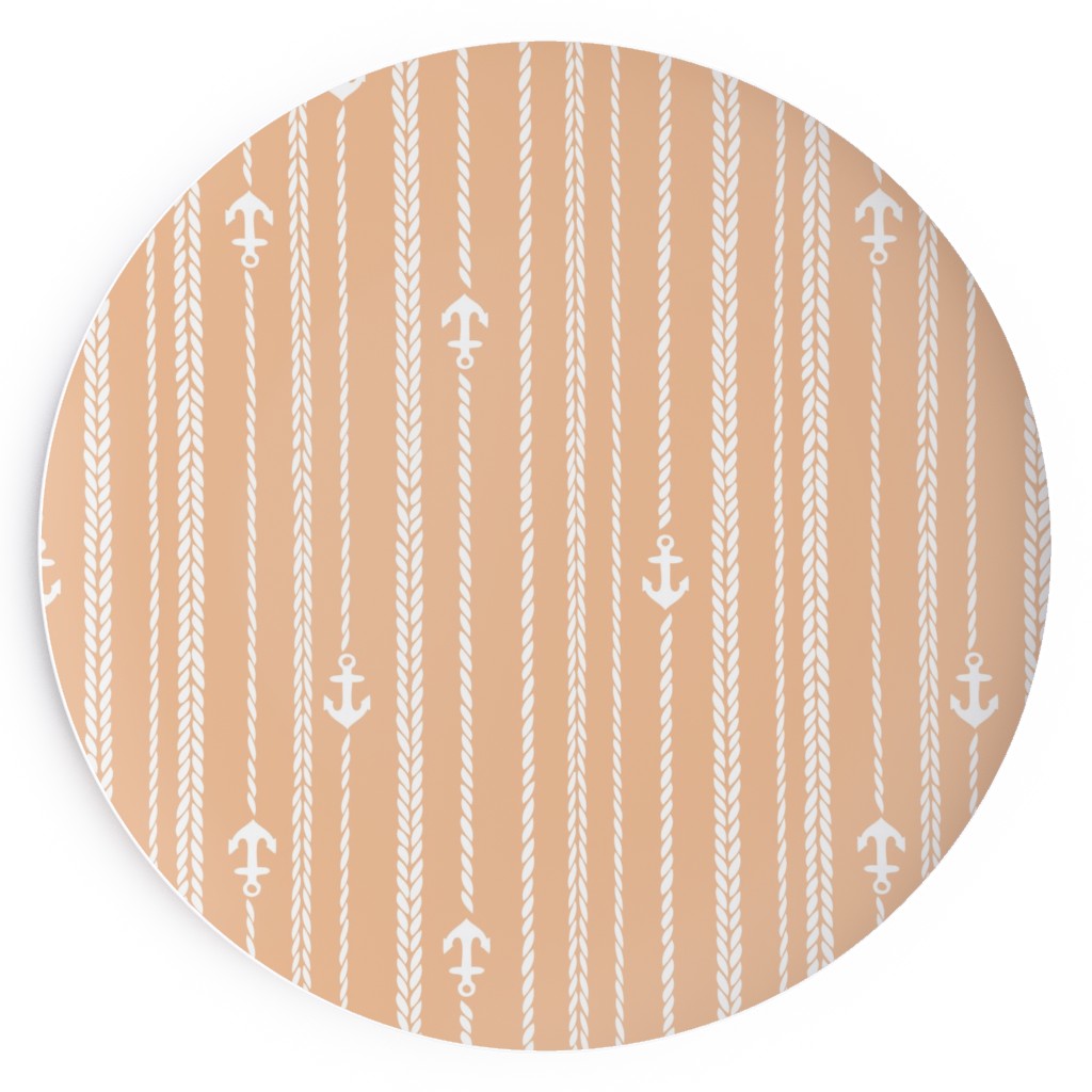 Ropes and Anchors - Orange and White Salad Plate, Orange