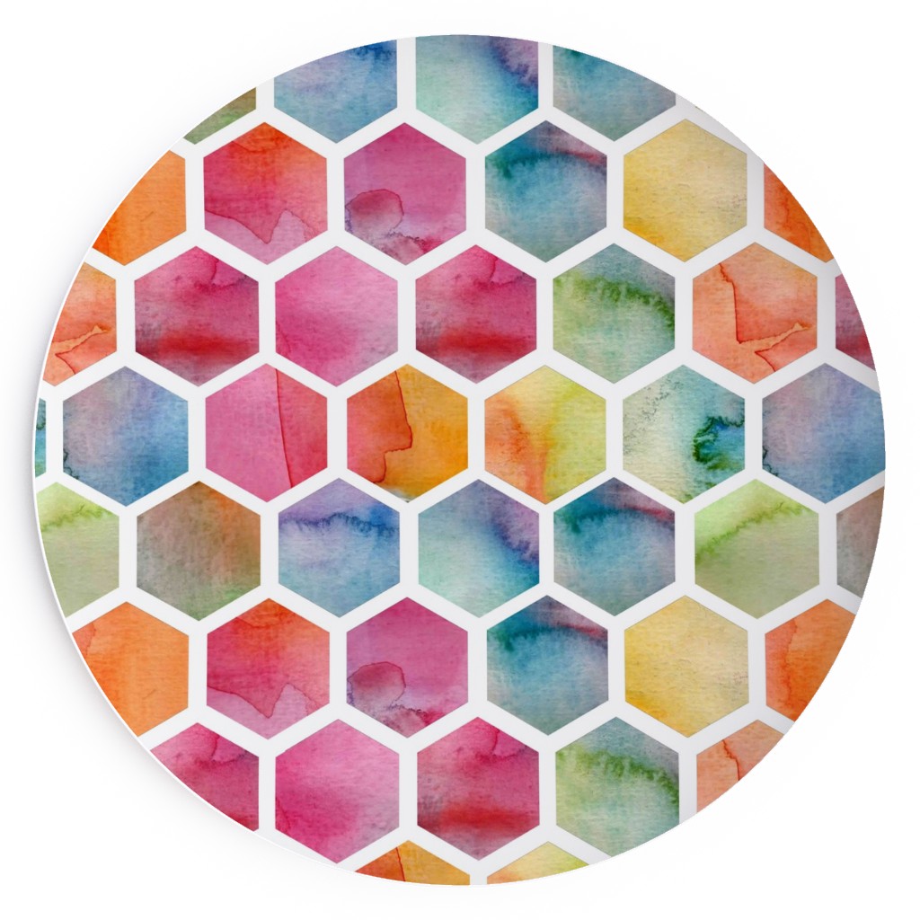 Watercolour Hexagons - Multi Salad Plate, Multicolor