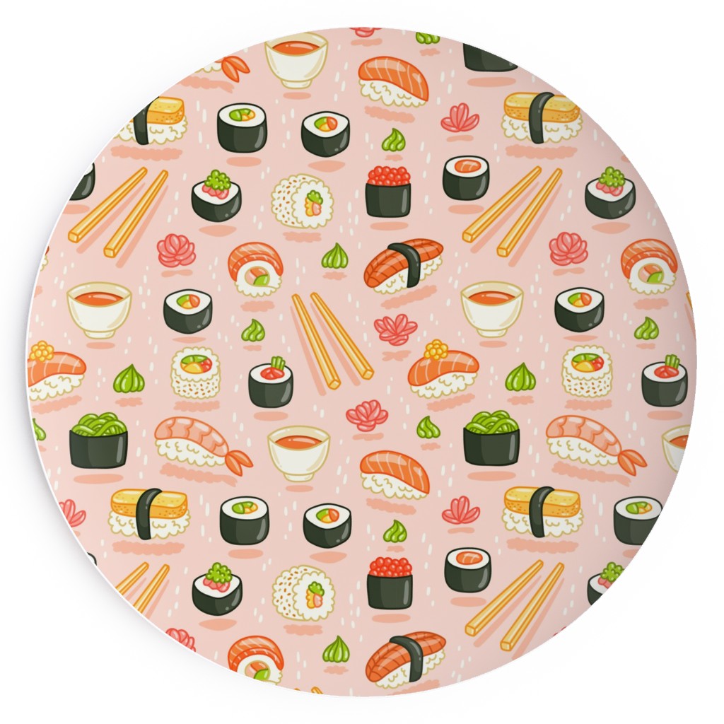 Sushi and Rolls - Pink Salad Plate, Pink
