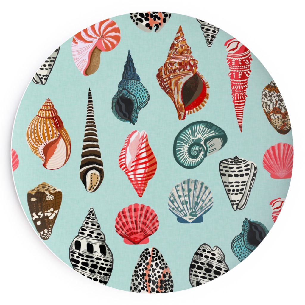 Seashells Beach Summer - Mint Salad Plate, Multicolor