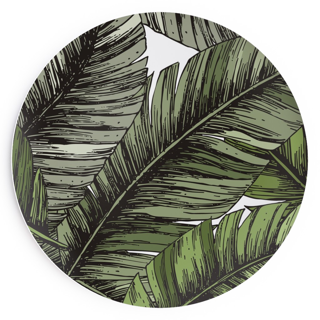 Tropical Palm Leaves - Green Salad Plate, Green