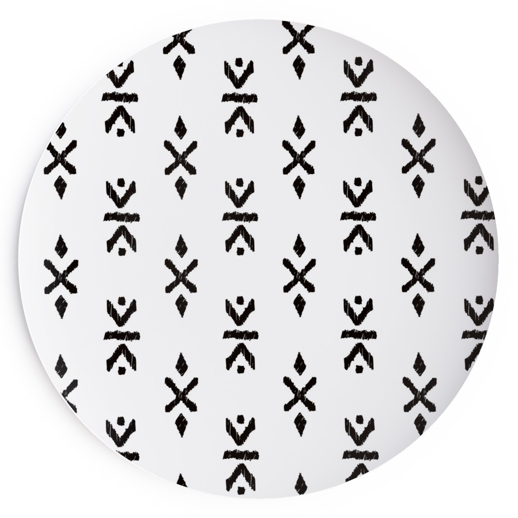 Monochrome Tribal Print - Neutral Salad Plate, White