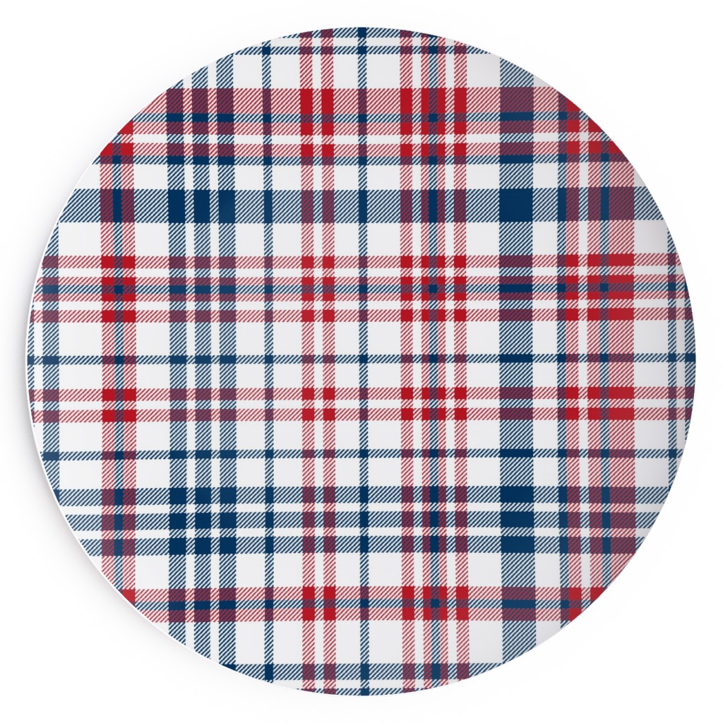 American Plaid - Blue and Red Salad Plate, Multicolor
