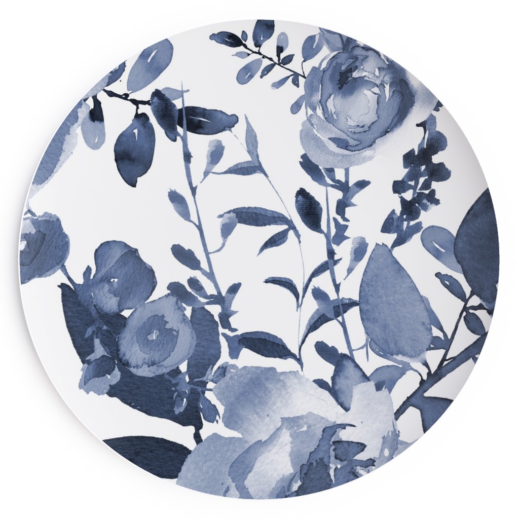 Blue and White Florals - Indigo Salad Plate, Blue