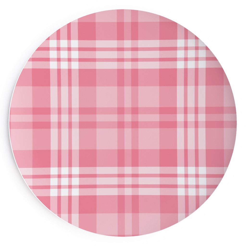Plaid Pattern Salad Plate, Pink