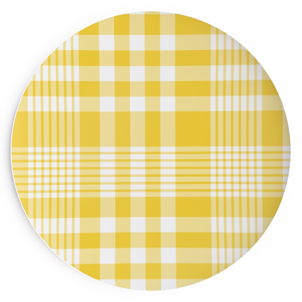 Plaid Pattern Salad Plate, Yellow