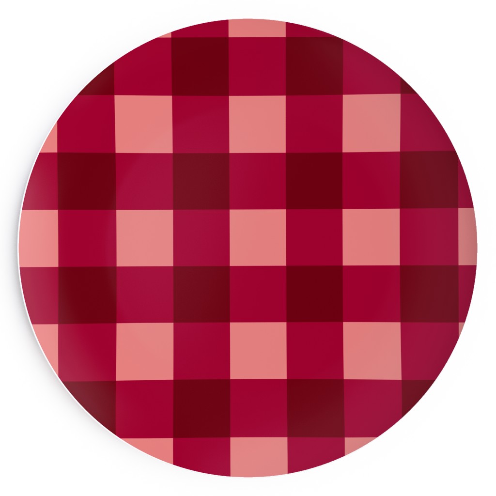Gingham Check - Red and Pink Salad Plate, Red