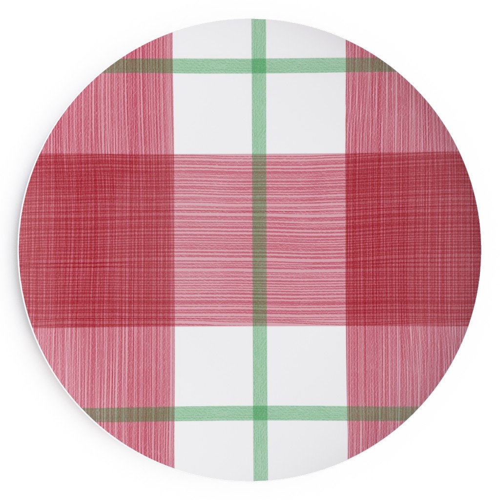Double Plaid Salad Plate, Red