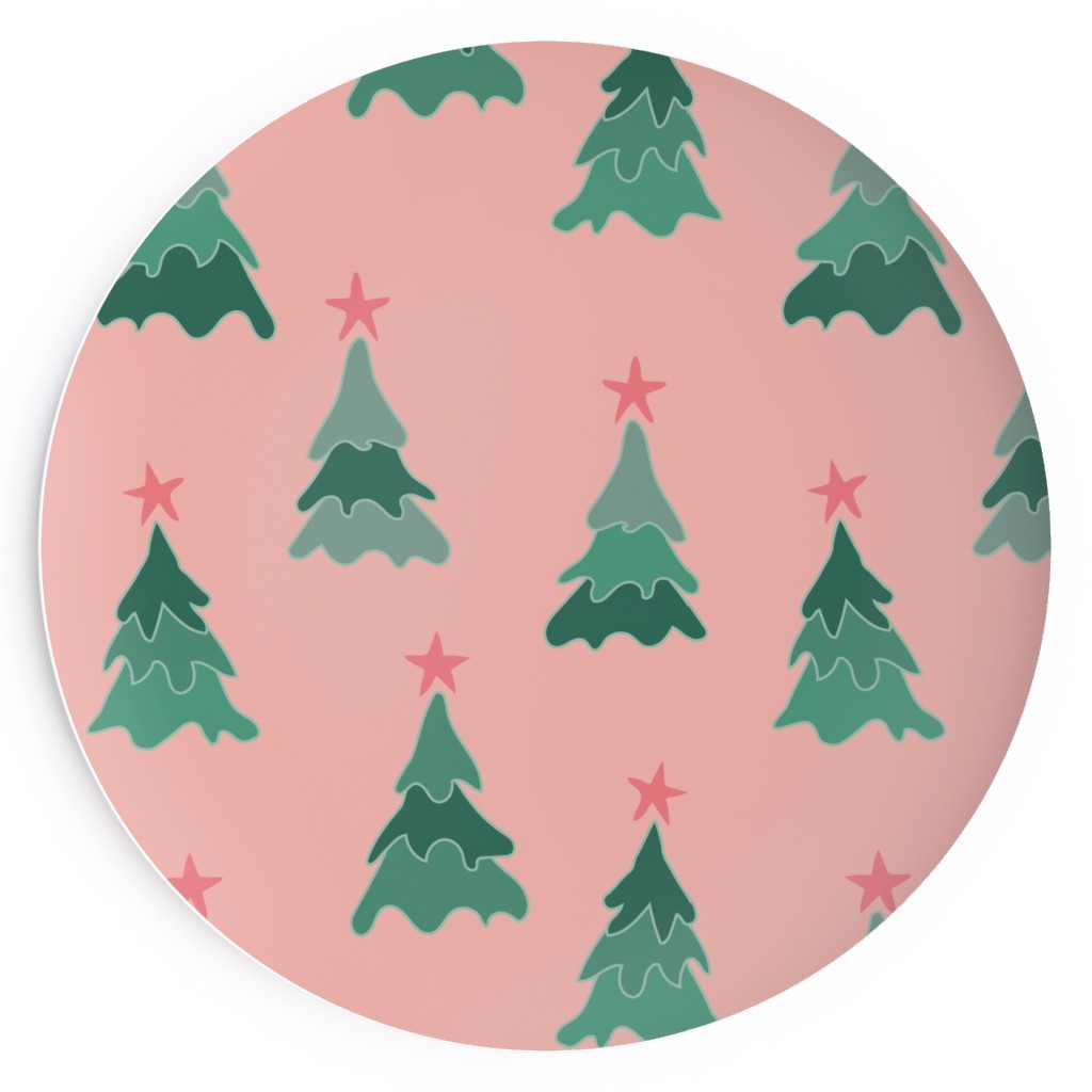Modern Christmas Trees Salad Plate, Pink