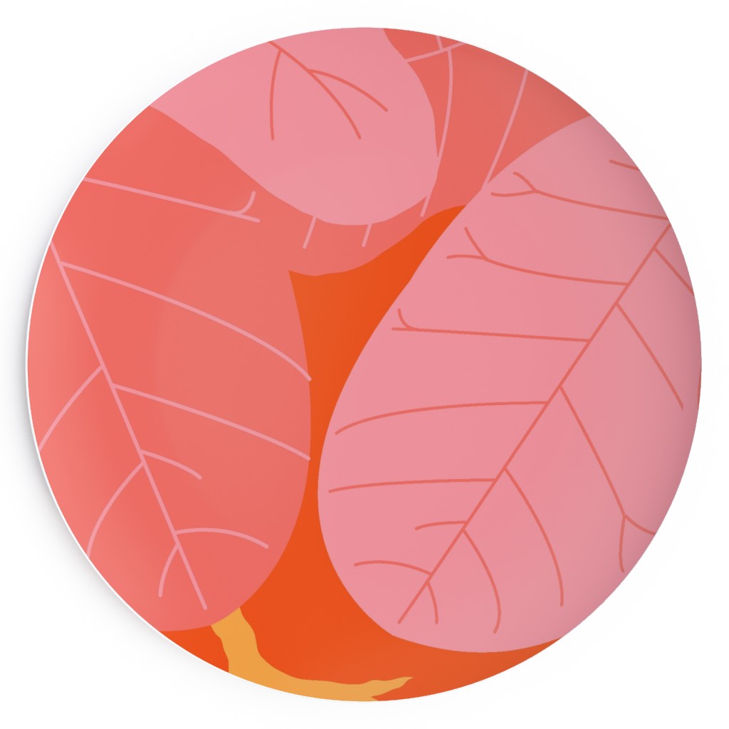 Tropical Banana Leaves - Coral Spice Salad Plate, Pink