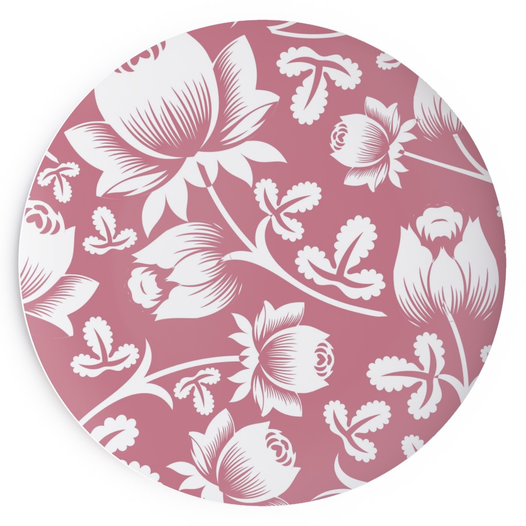 Lovely Rose Flower - Pink and White Salad Plate, Pink