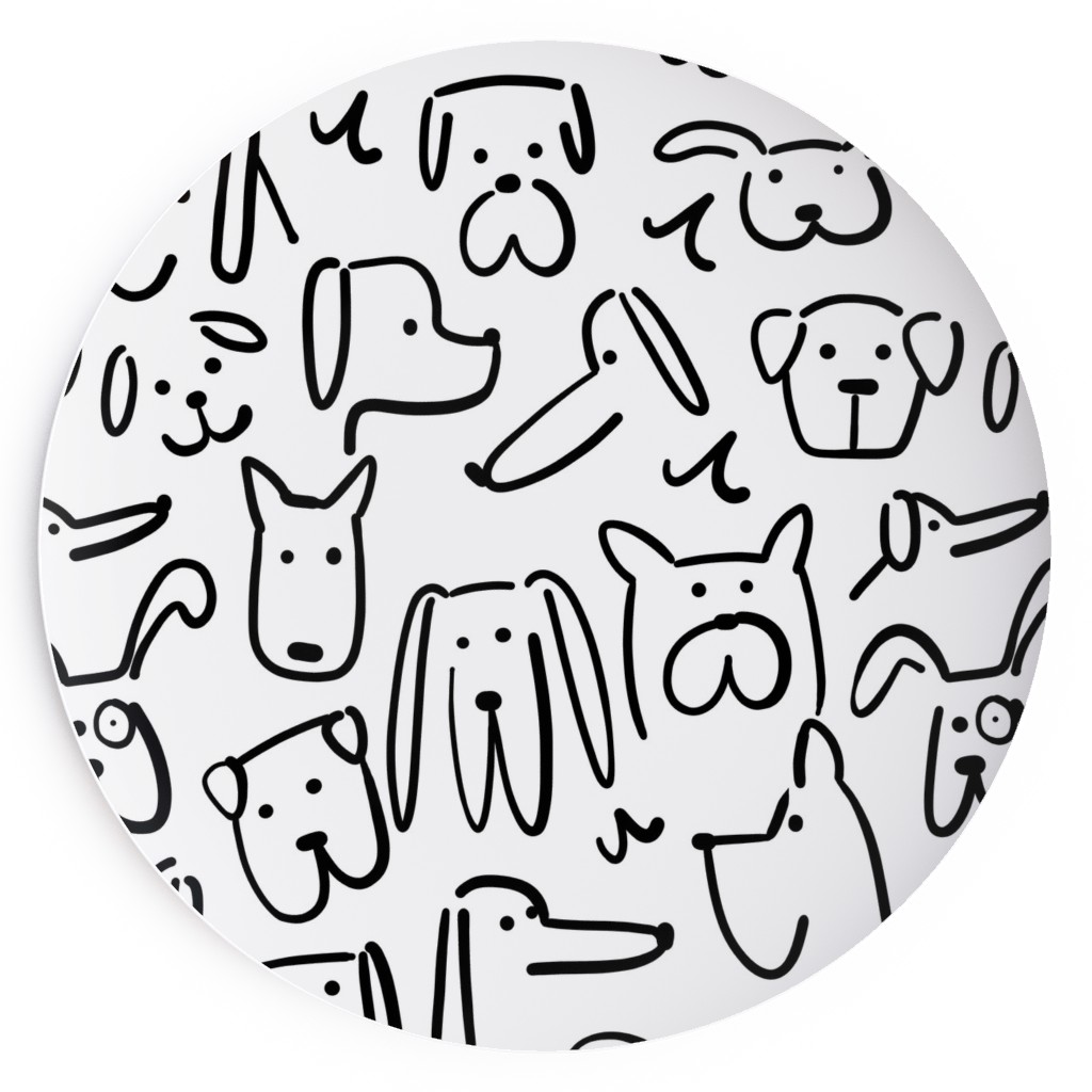 Playful Pups - Black and White Salad Plate, White