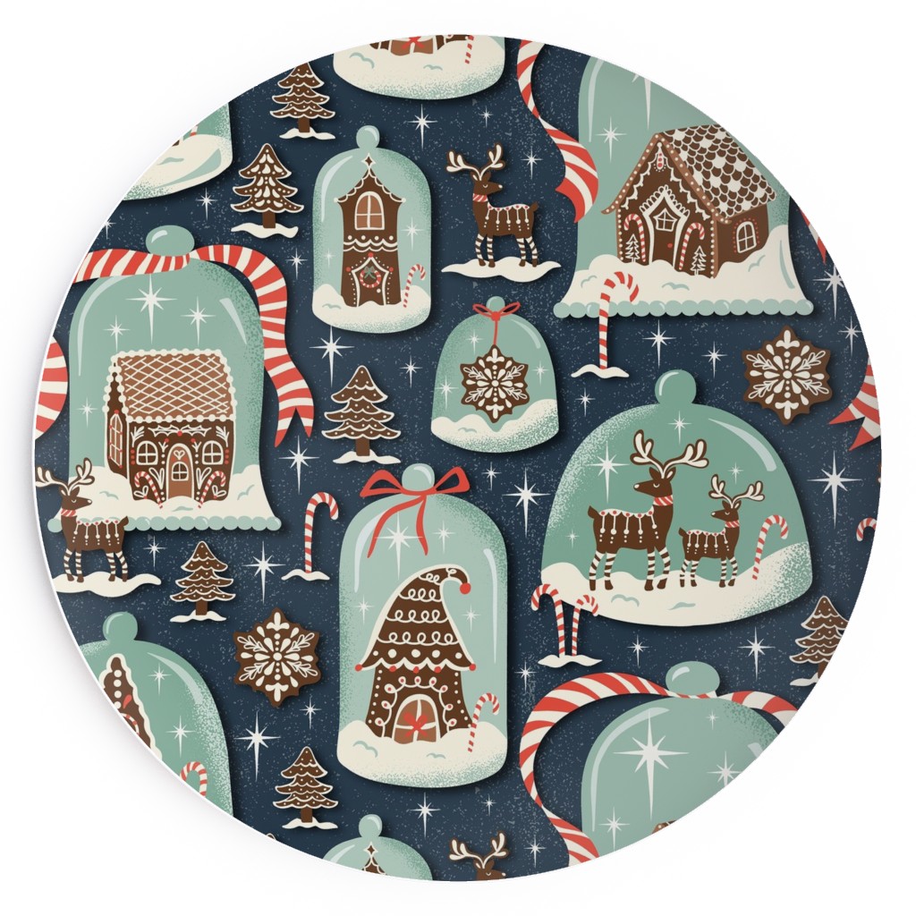 Christmas Gingerbread Village - Blue Salad Plate, Multicolor