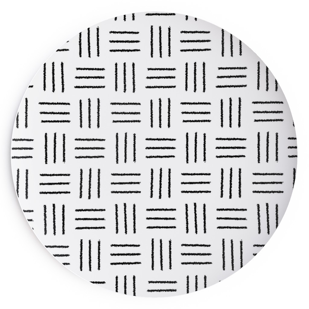 Mudcloth Basket Weave - Black on White Salad Plate, White