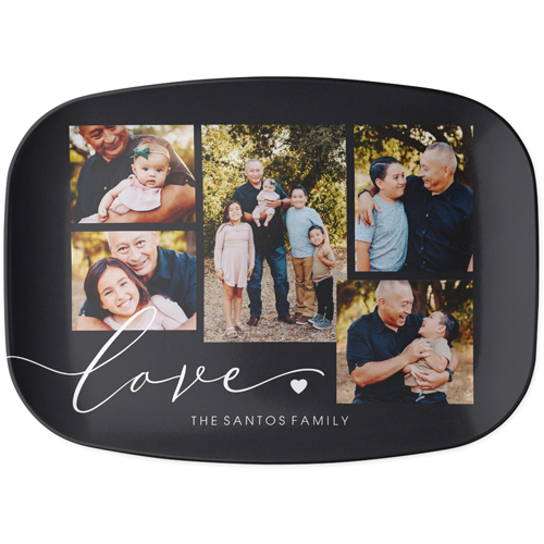 Love Heart Script Serving Platter, Gray